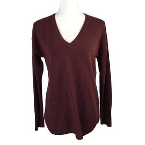 Trenery Italian Merino Wool Cashmere Sweater Jumper Fine Knit V Neck Size Small